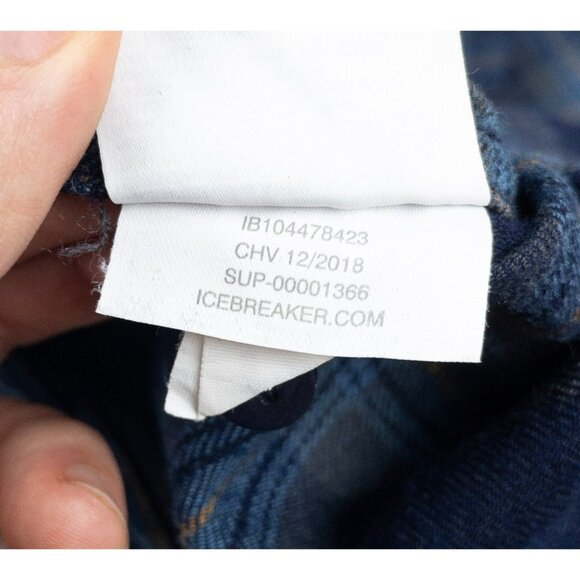 Icebreaker Merino Wool Flannel Shirt Men's Small Blue Navy Plaid Outdoor - Picture 9 of 14